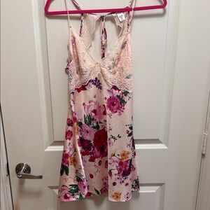 Victoria's Secret Floral Lace Chemise - Pink and Cream